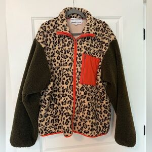 Sundae School Tiger Mom Sherpa Fleece Zip Up Jacket XL